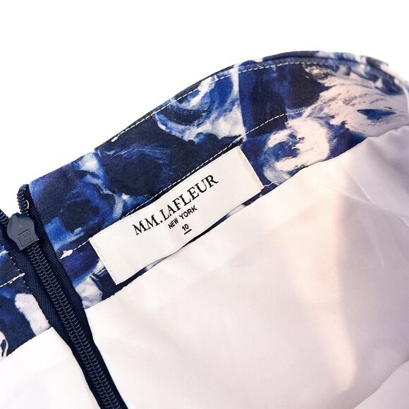 MM Lafleur The Cobble Hill Floral Print Cotton Pencil Skirt Blue Navy White 10 - Picture 10 of 13